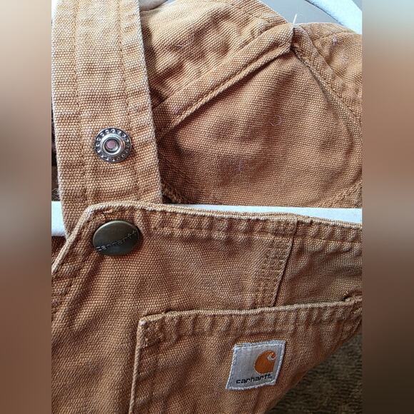 Carhartt Tan Overalls Coveralls Classic Workwear Style Size 24M Cute Chore Bibs - Picture 6 of 7
